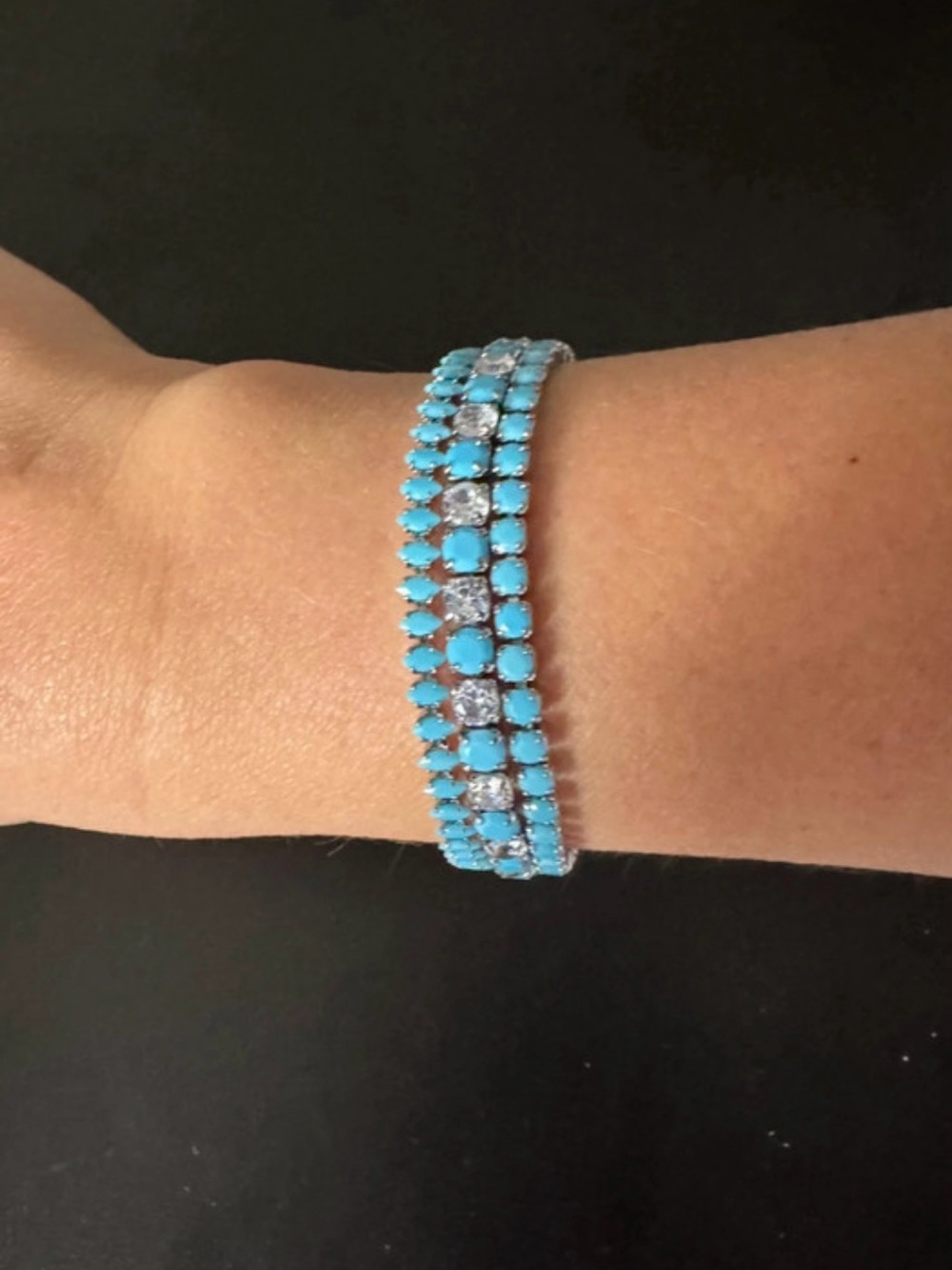 Turquoise Blue Crystal Tennis Bracelet - Women Jewelry